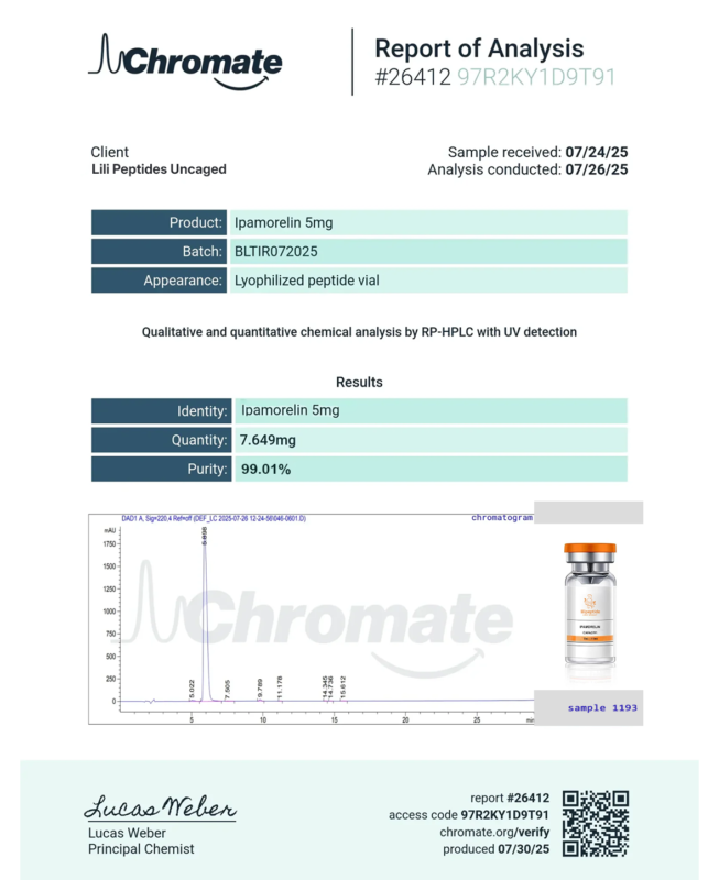 lili peptides certificate